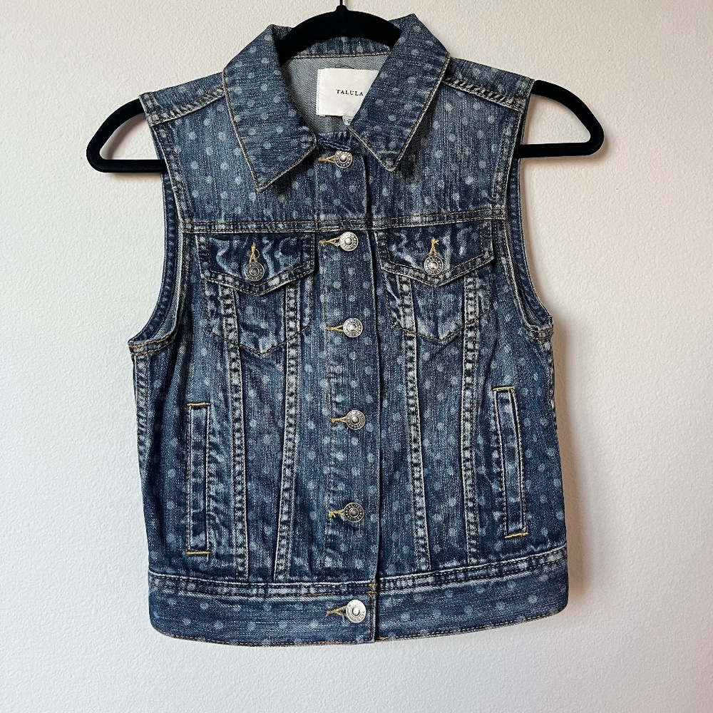 Aritzia Talula Grunge Denim Polka Vest Woman's Size XS